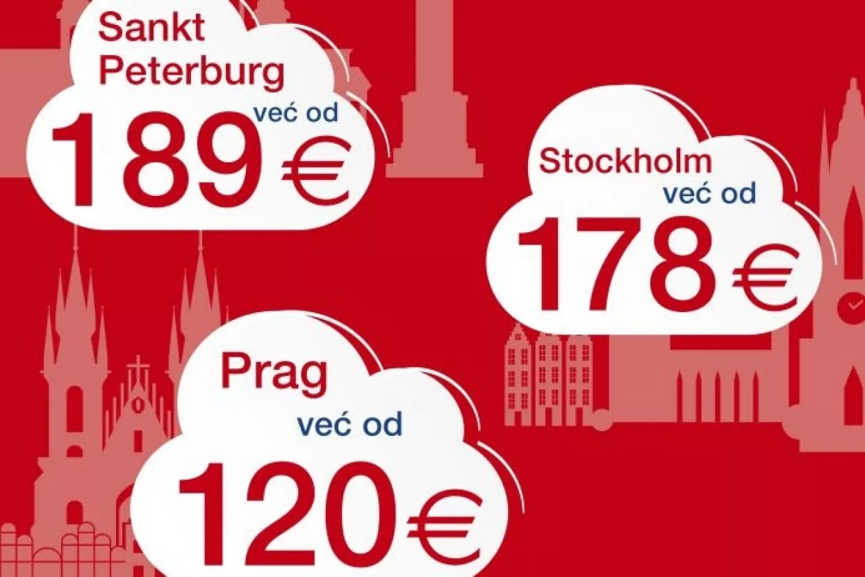 Croatia Airlines nudi povoljnije cijene aviokarata za Sankt Peterburg, Prag i Stockholm