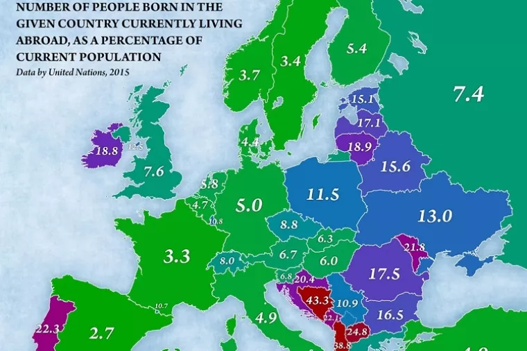 Infografika: Iz Hrvatske najveće iseljavanje u Srbiju, iz BiH u Hrvatsku, iz Srbije u Austriju