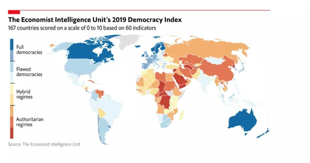 Infografika: Demokracija diljem svijeta u slobodnom padu