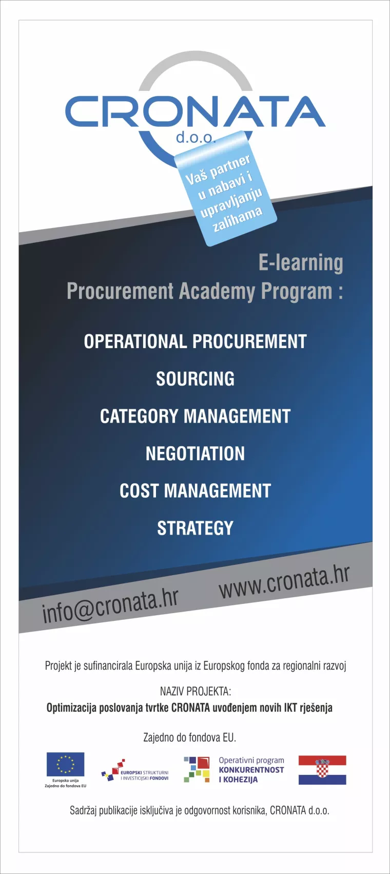 Cronata d.o.o. uz sufinanciranje iz EU fondova ulaže u nabavu i implementaciju e-learning sustava