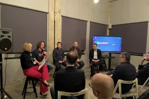 Ana Smoljo, Albert Gaj&scaron;ak, Filip &Scaron;i&scaron;ić, Nikola Dmitrović i Juraj Bilić<br>CroAI meetup 15.2.2023.