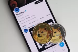 Munich, Germany - May 4th 2022Elon Musk's Twitter account displayed on an iPhone 13 with Dogecoin cryptocurrency.<br>Elon Musk, Twitter, kriptovalute, dogecoin