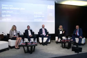 15. godi&scaron;nji susret gradonačelnika i poduzetnika 48 sati 2023. Okrugli stol: Zeleni klimatski plan. Julija &Scaron;koro, Dario Hrebak, Jo&scaron;ko Klisović, Lidija To&scaron;ić i Goran Litvan