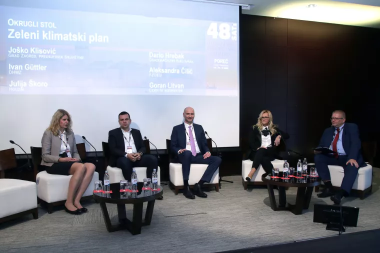 15. godi&scaron;nji susret gradonačelnika i poduzetnika 48 sati 2023. Okrugli stol: Zeleni klimatski plan. Julija &Scaron;koro, Dario Hrebak, Jo&scaron;ko Klisović, Lidija To&scaron;ić i Goran Litvan