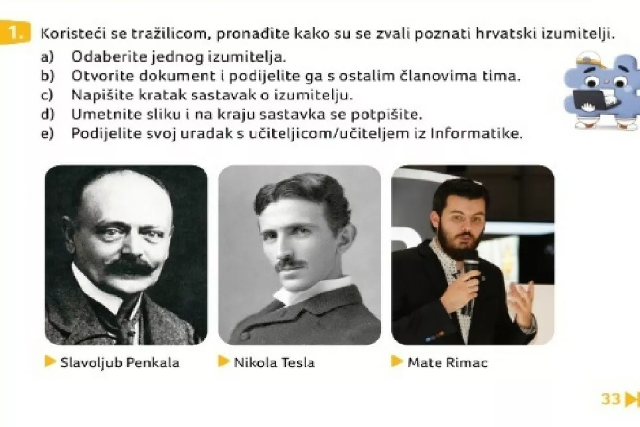 Mate Rimac u udžbeniku &Scaron;kolske knjige