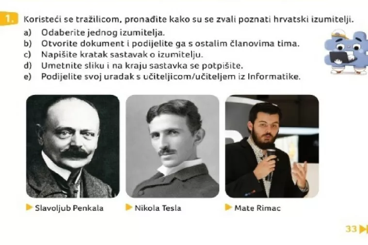 Mate Rimac u udžbeniku &Scaron;kolske knjige