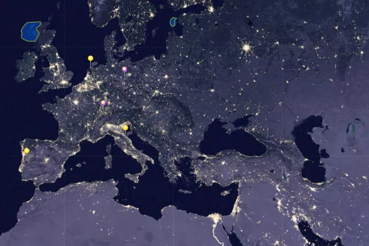 Noćna satelitska snimka Europe, stvorena NASA-inim projektom Black Marble, na temelju Falchijeve studije iz 2019. pokazuje, među ostalim, da su Italija, Portugal i Nizozemska među zemljama koje najvi&scaron;e oneči&scaron;ćuju umjetnom svjetlo&scaron;ću, dok je Njemačka među onima koje najmanje svjetlosno oneči&scaron;ćuju 