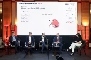 Financijsko - investicijski forum 2024. Okrugli stol "Sektori u fokusu investicijskih fondova": Tomislav Tičić, Matej Runjak, Stevica Kuharski, Ivan Dujmović i Gordana Gelenčer