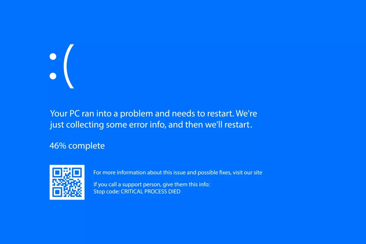 Interrupt request level classic blue screen of death error. Error device, software and hardware problem. Vector illustration.Blue screen, IT kolaps, error, gre&scaron;ka