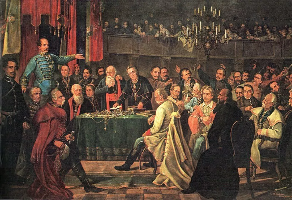 Ban Josip Jelačić na Hrvatskom saboru 1848., slika, Dragutin Weingartner