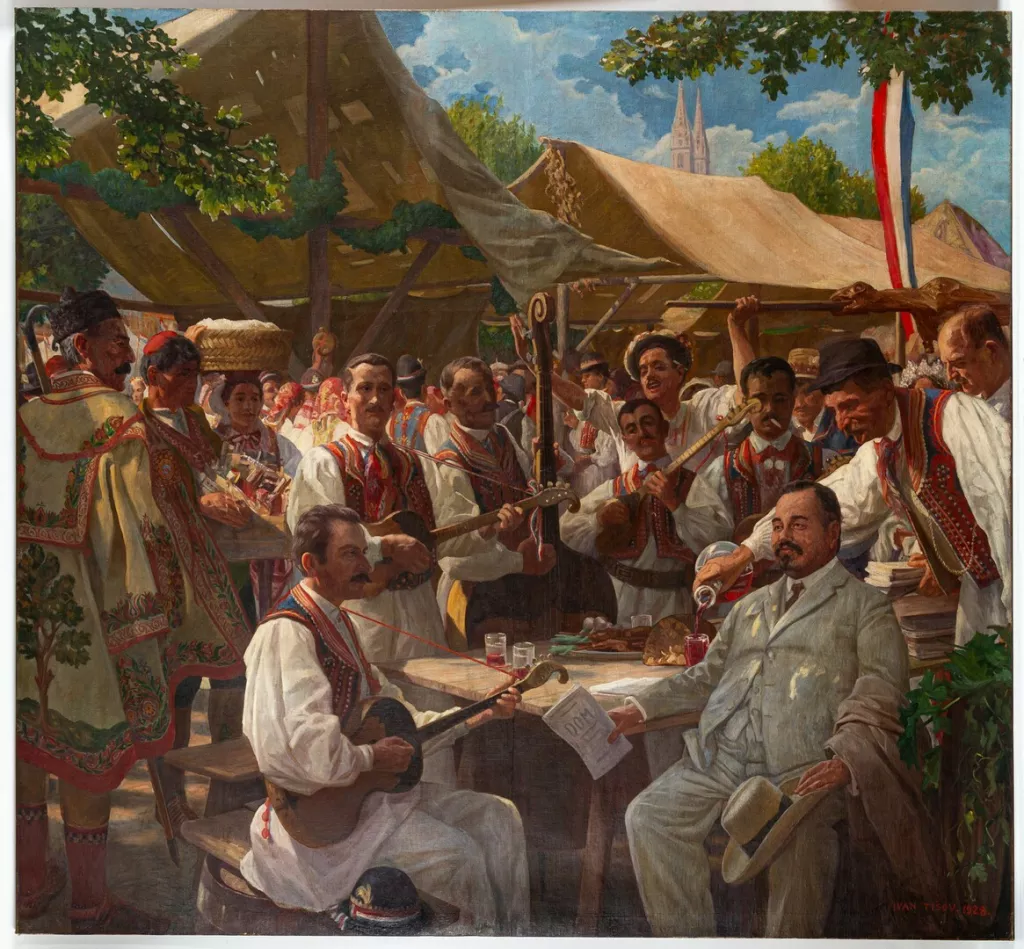 Stjepan Radić među seljacima, slika, Ivan Tisov, 1928.