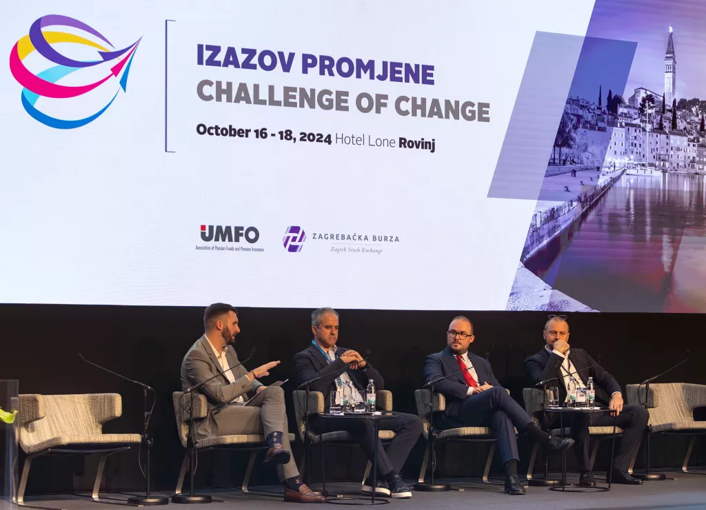 Panel 'Jesu li tvrtke spremne za trži&scaron;te kapitala?' u kojem su govorili predsjednik Uprave slovenske NLB banke Blaž Brodnjak, predsjednik Uprave tvrtke Professio Energia Mario Klarić te partner u Prosperus Investu i Bosqar Investu Luka Ore&scaron;ković