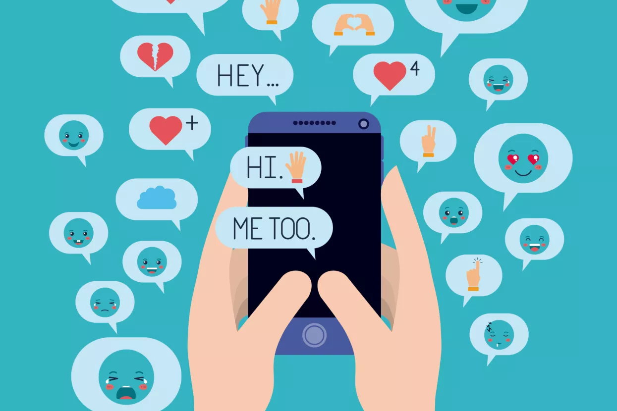 hands chating with smartphone