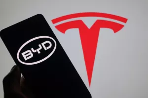 Tesla i BYD logo