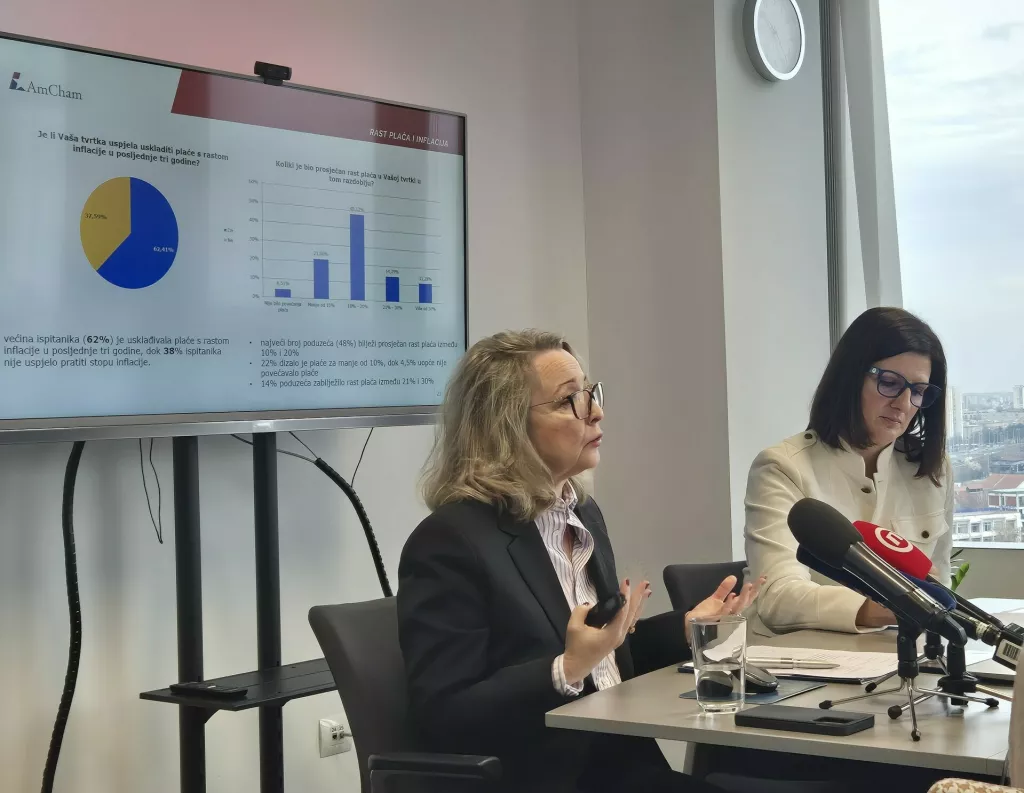 Andrea Doko Jelu&scaron;ić i Rina MusićAmCham pressica o istraživanju poslovanja u Hrvatskoj