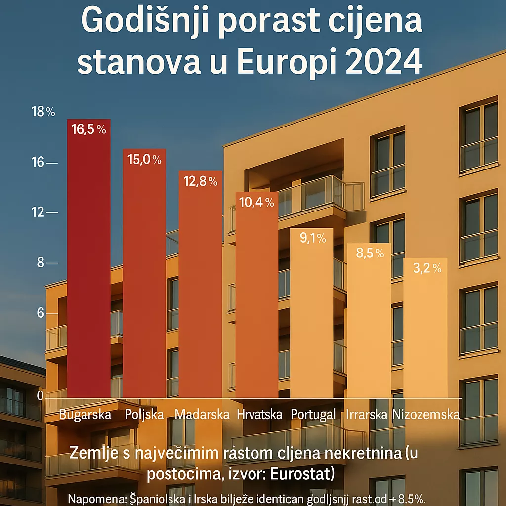 Godi&scaron;nji rast cijena stanova u EU
