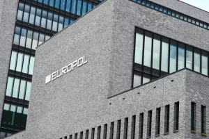 The Hague, 29 Oct 2021Europol headquarters. EUROPOL sign on the wall. Facade of the europol building in Den Haag, Netherlands. Symbol od Europol. European Union Agency for Law Enforcement Cooperatio