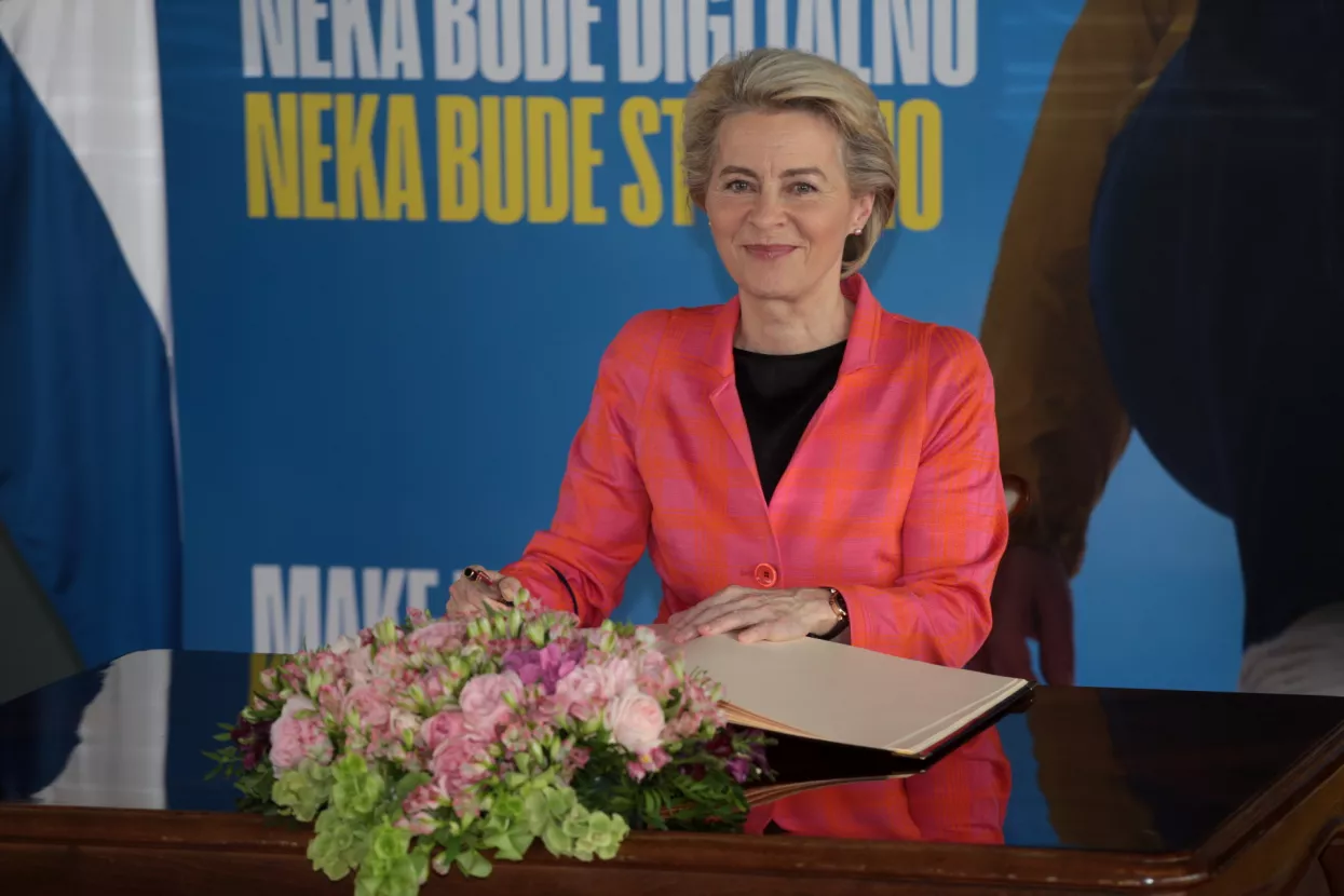 DOLAZAK URSULE von der LAYEN U ZAGREB, Ursula von der Leyen, Andrej Plenković, Gordan Grlić Radman, Dubravka &Scaron;uica