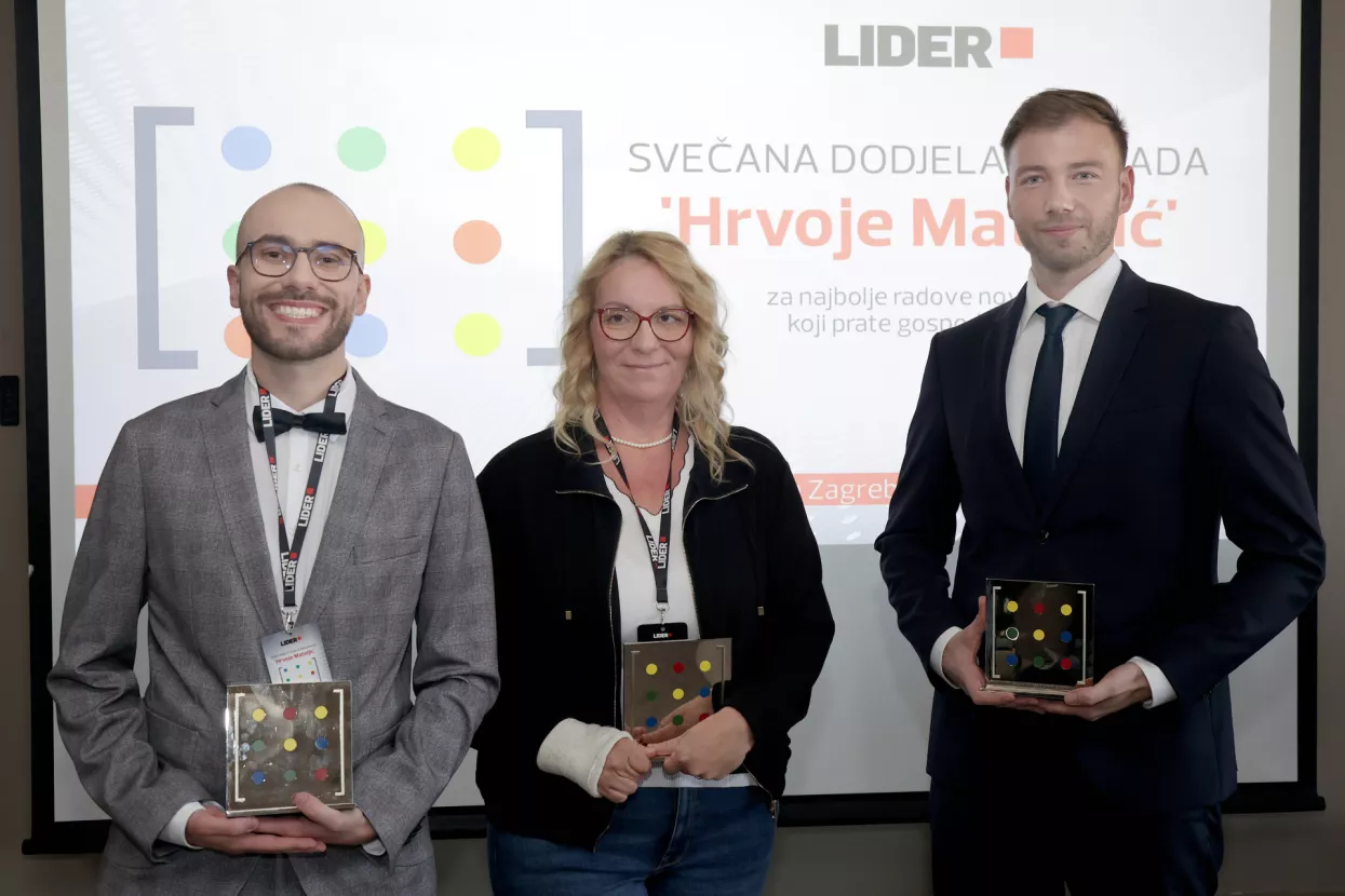Dodjela nagrade Hrvoje Mateljić 2024. Domagoj Paljizović, Ksenija Pu&scaron;karić i Marko &Scaron;iklić