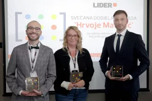 Dodjela nagrade Hrvoje Mateljić 2024. Domagoj Paljizović, Ksenija Pu&scaron;karić i Marko &Scaron;iklić