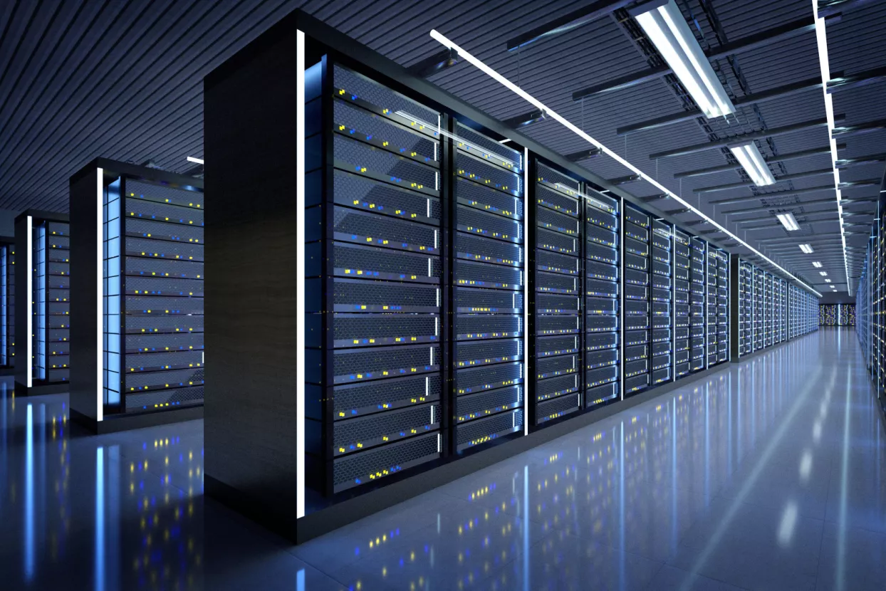 View of a Server room data center - 3d rendering