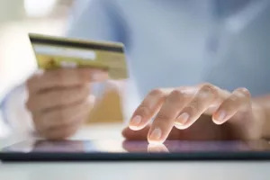 Female credit card computer e-commerce home