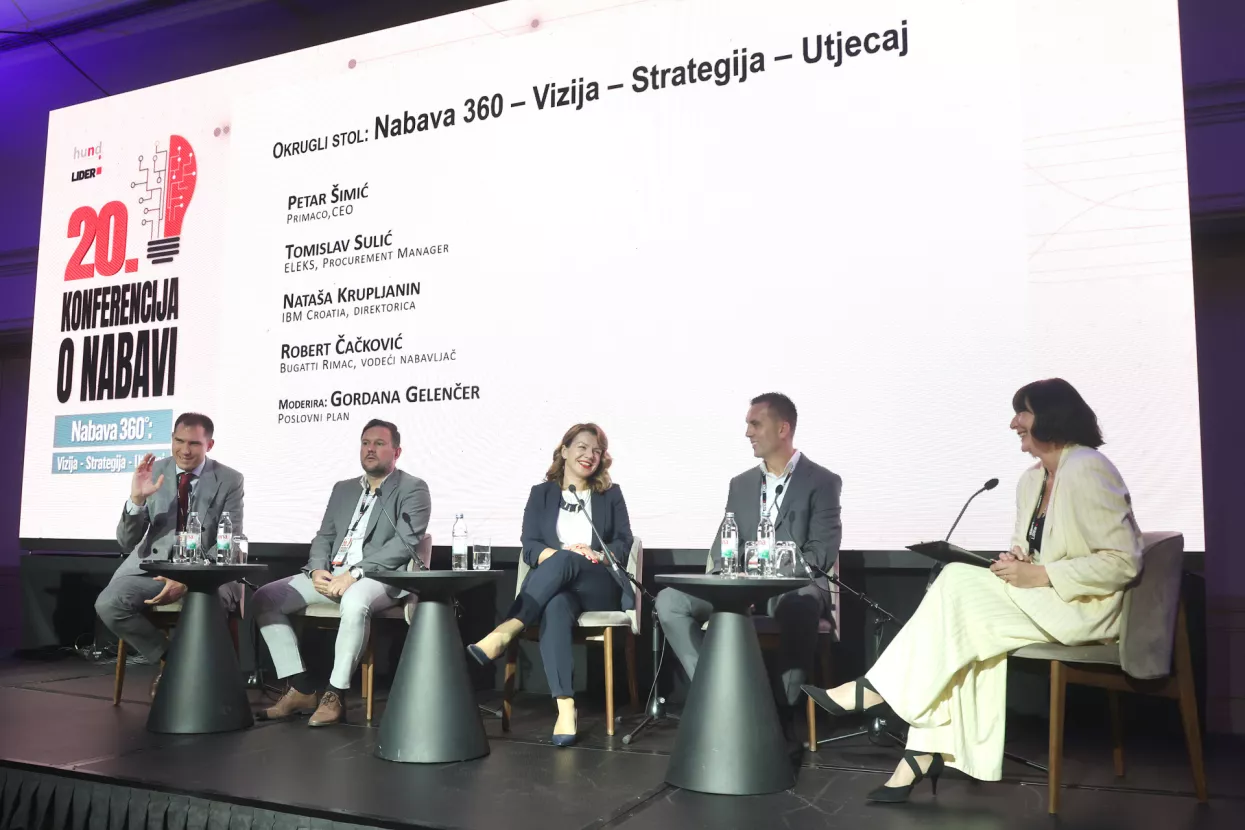 20. Konferencija o nabavi, Okrugli stol "Nabava 360 - Vizija - Strategija - Utjecaj": Petar &Scaron;imić, Tomislav Sulić, Nata&scaron;a Krupljanin, Robert Čačković, Gordana Gelenčer