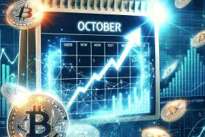 make an illustration of uptober event where every october is known that bitcoin is alway on top of their performance