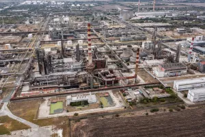 Aerial view to a oil refinery Lukoil near to Burgas, BulgariaLukoil rafinerija Burgas Bugarska