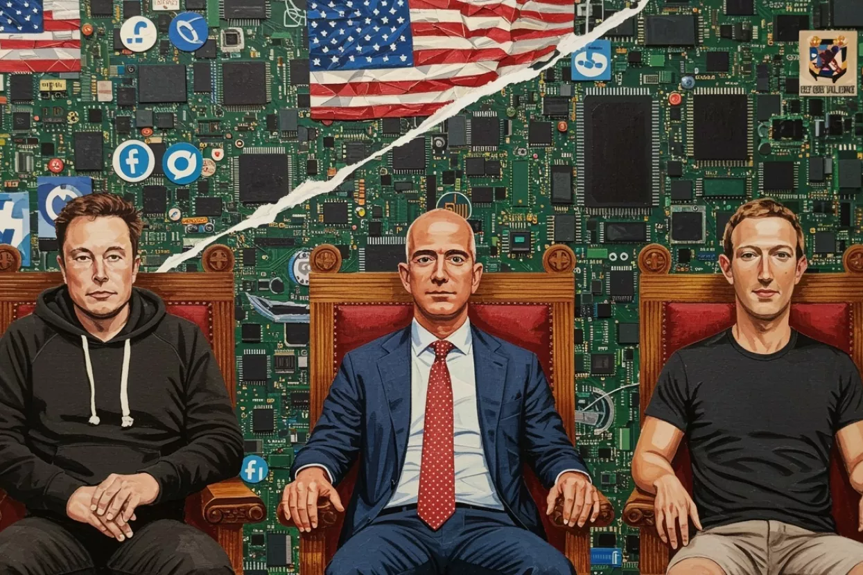 tehnofeudalizam, tech bros, Elon Musk, Jeff Bezos, Mark Zuckerberg, tehnolo&scaron;ki divovi, big tech, SAD, čipovi
