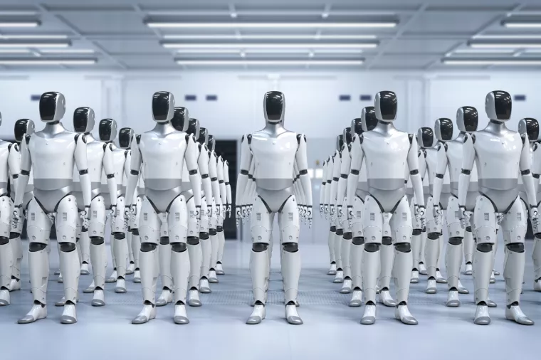 Roboti, vojska robota, redovi, humanoid 