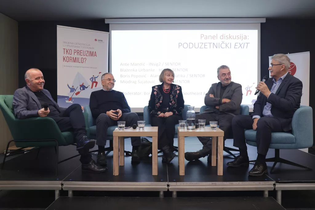 Konferencija TKO PREUZIMA KORMILO? Panel:Poduzetnički exit: Boris Vukić, Ante Mandić, Blaženka Urbanke, Boris Popović i Miodrag &Scaron;ajatović