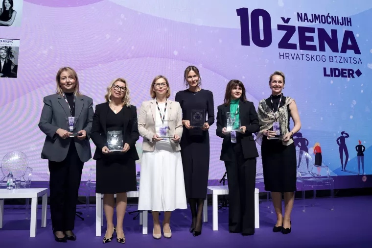 Žene u biznisu 2025. Dodjela priznanja: Andrea Pavlović, Nata&scaron;a Rapaić, Zsuzsana Ortutay, Lada Fiorio Tedeschi, Nikolina Dizdar Čehulić i Aleksandra Ra&scaron;ić