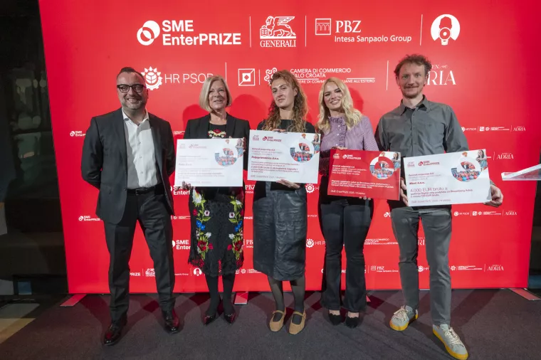 Mario Cerini i osvajači nagrade Heroj održivosti: Dragica Jerkov, Ivana Pavić, Antonija Žulj, Hrvoje Boljar