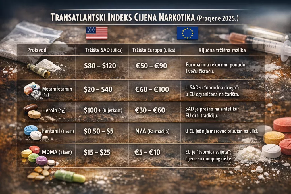 Cijene droga - procjene 2025.