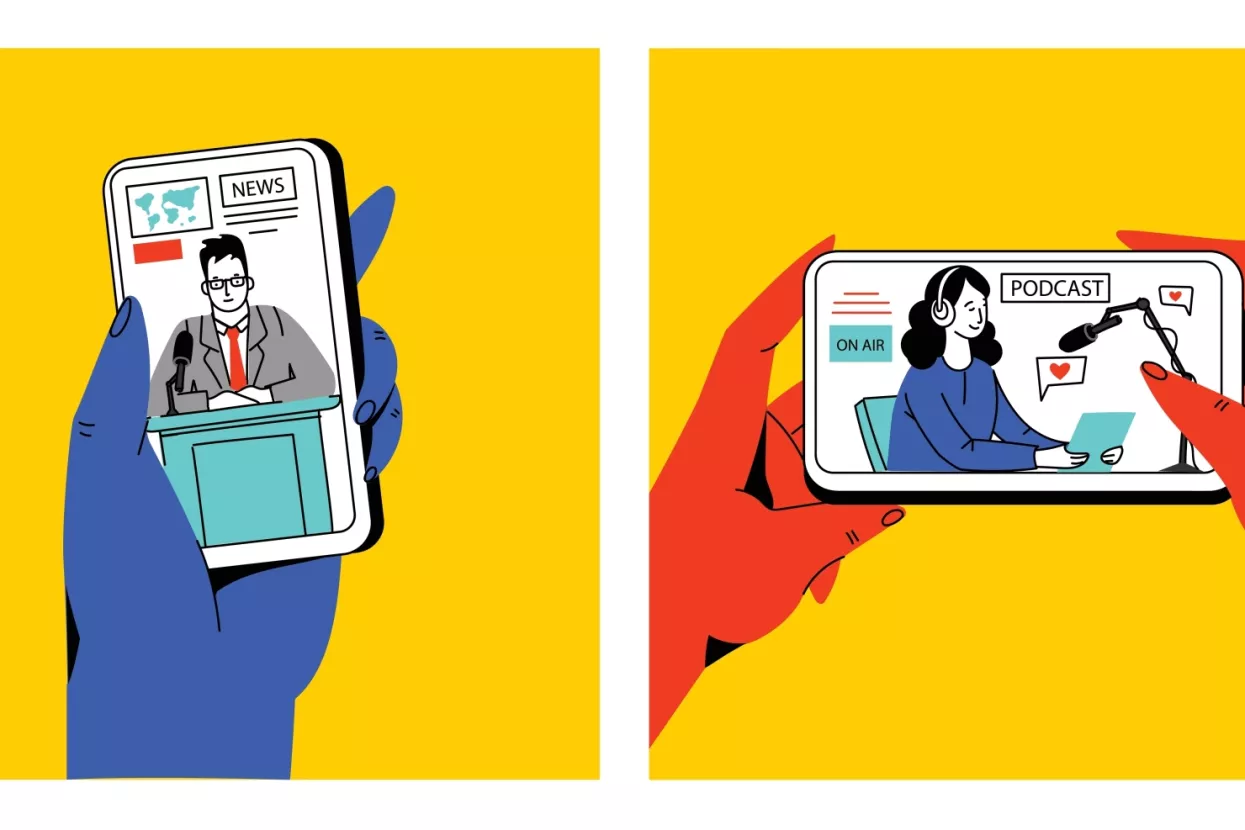media, podcast, vijesti, ilustracija