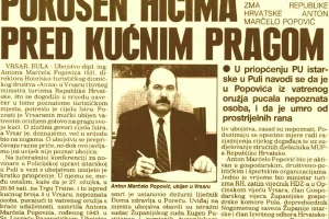 Faksimil izvje&scaron;taja o ubojstvu u Večernjem listu