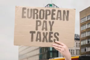 "European Pay Taxes" Continental citizens contribute levies. CONTINENTAL. CITIZENS. CONTRIBUTE. LEVIES. EUROPEAN.