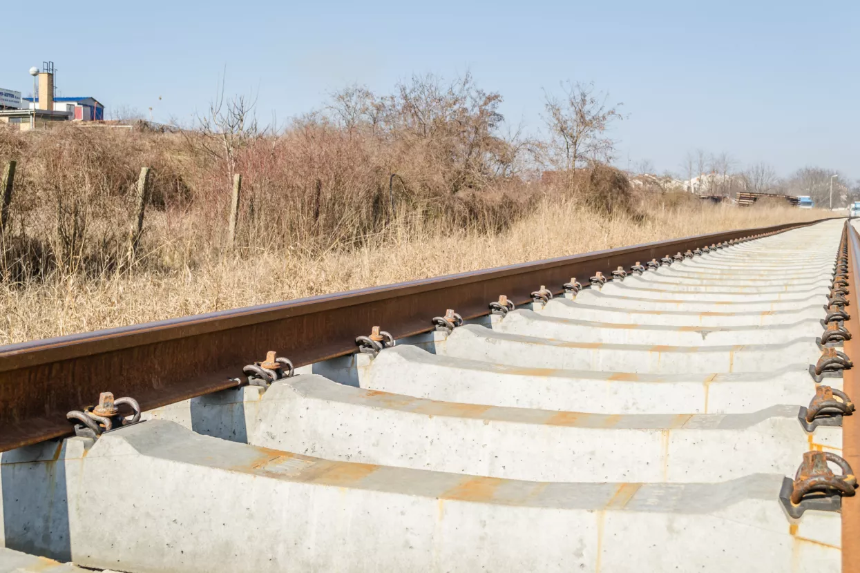 Novi Sad, Serbia - March 02. 2021A new railway has been installed in Petrovaradin. Vojvodina, Novi Sad, Serbia.