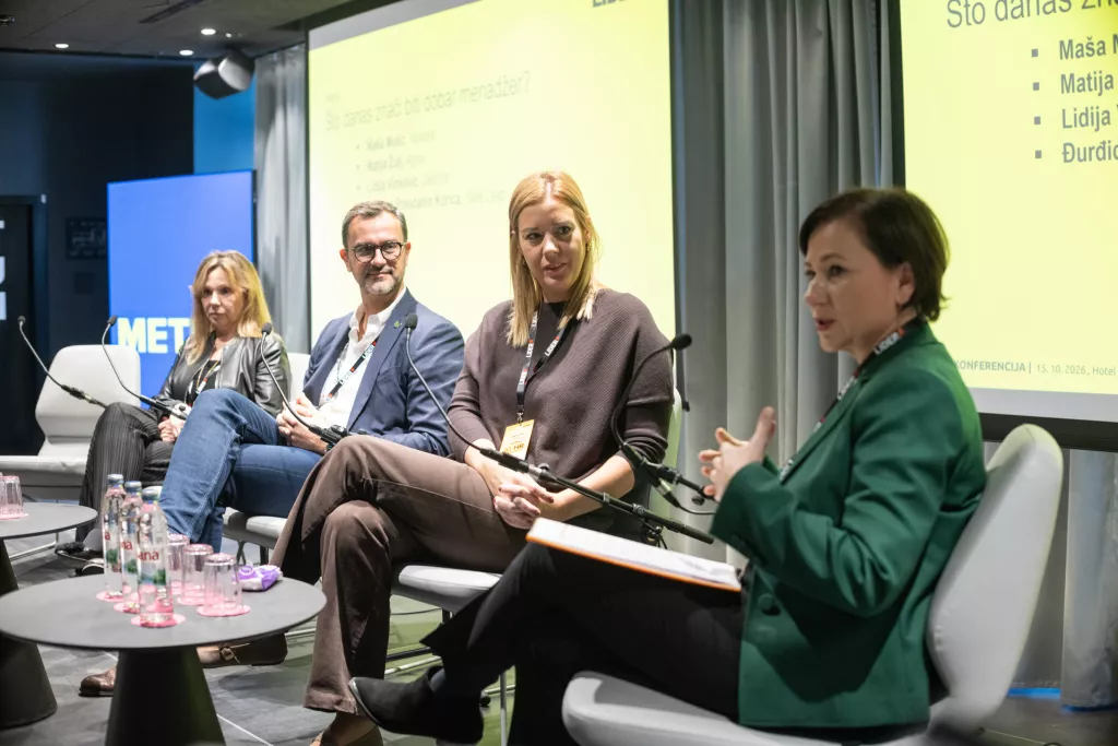 10. HR konferencija4. panel- &Scaron;to danas znači biti dobar menadžer:Lidija Vinković, Matija Žulj, Ma&scaron;a Mutić, Đurđica Preočanin Korica